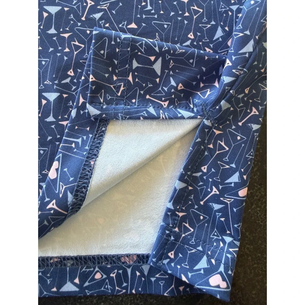 Founders International Collection Mens Large Navy Martini Print Golf Polo Shirt